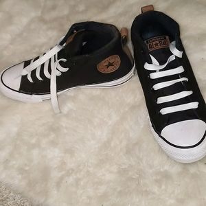 Black and leather converse
